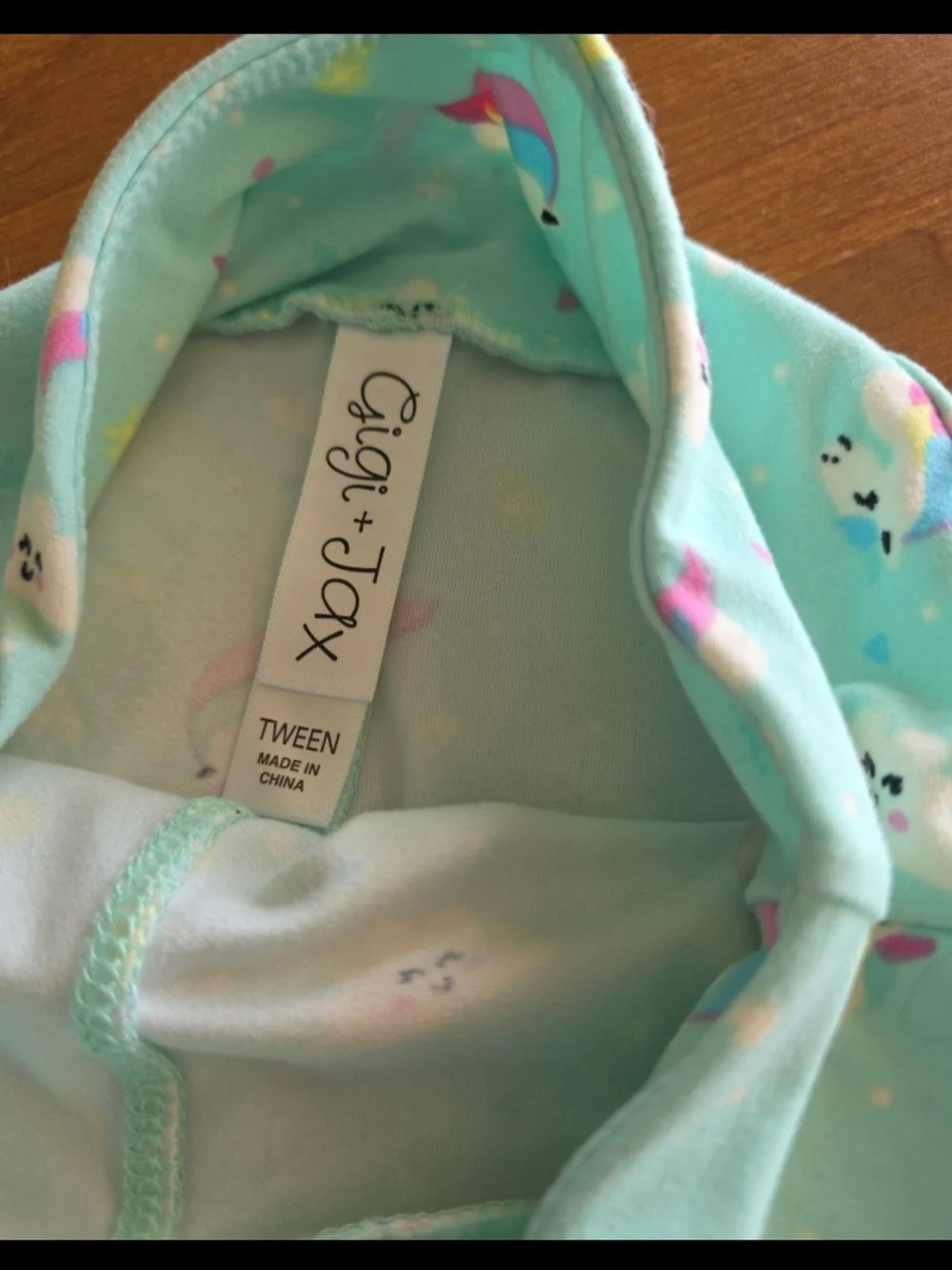 Kids Unicorn Print Light Aqua Leggings